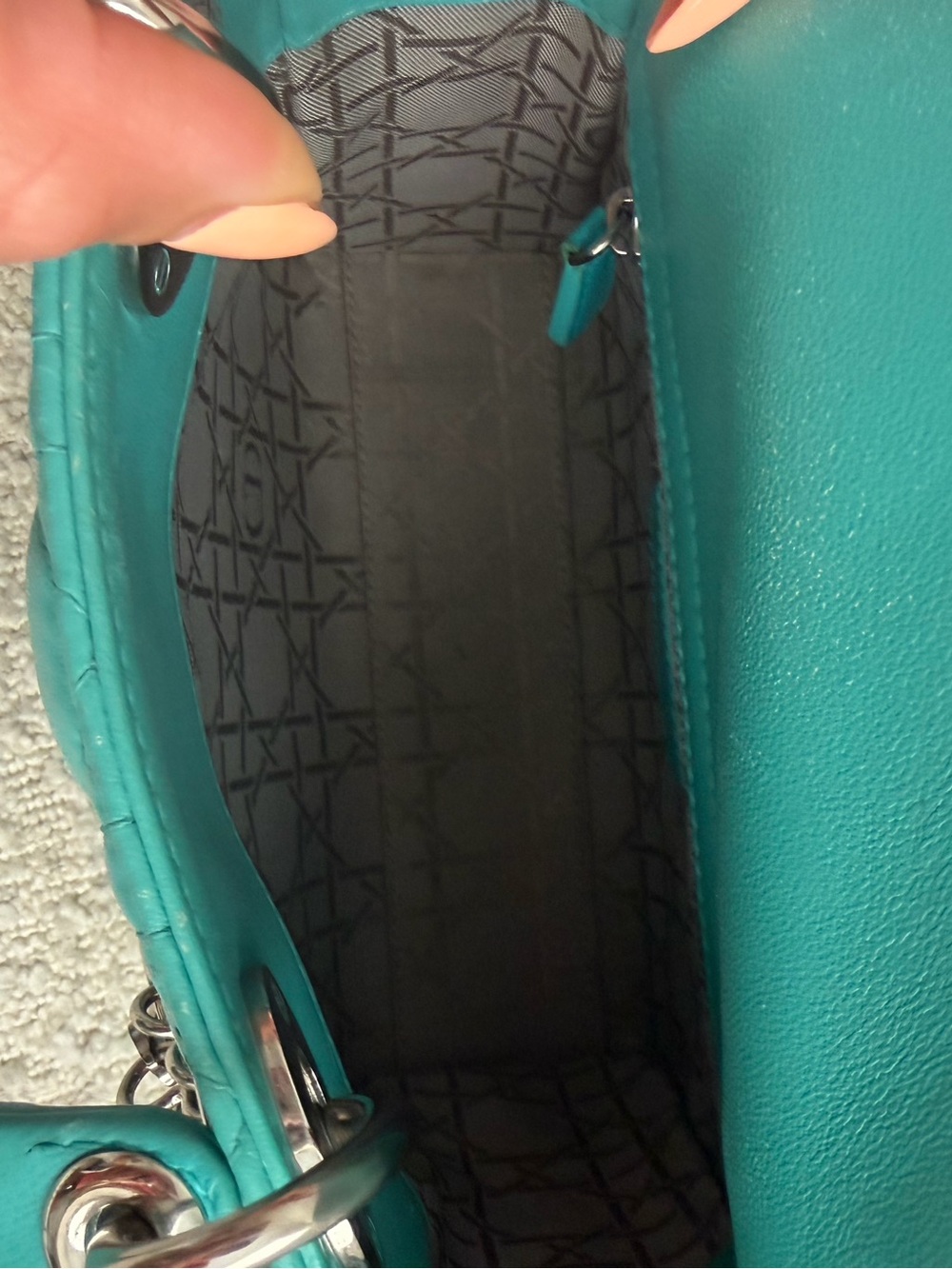 Lady Dior Mini Bag in Teal - Picture 9 of 16
